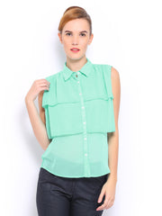 Mast &amp; Harbour Women Sea Green Tracy Top