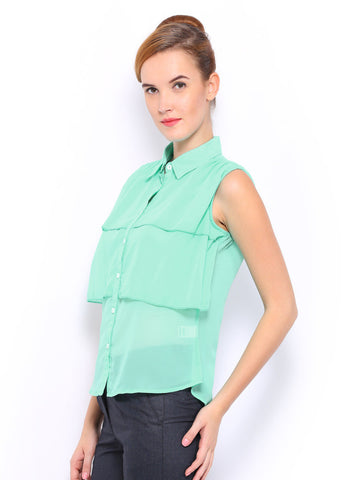 Mast &amp; Harbour Women Sea Green Tracy Top