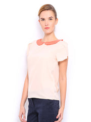 Mast &amp; Harbour Women Cream Coloured Peter Pan Top