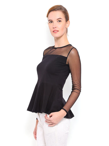 Mast &amp; Harbour Women Black Peplum Top
