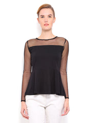 Mast &amp; Harbour Women Black Peplum Top