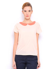 Mast &amp; Harbour Women Cream Coloured Peter Pan Top