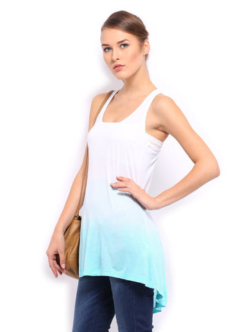 Mast &amp; Harbour Women White &amp; Blue Tank Top