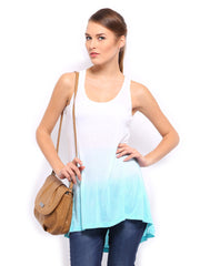 Mast &amp; Harbour Women White &amp; Blue Tank Top