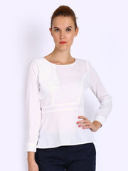 Mast &amp; Harbour Women White Peplum Cece Top