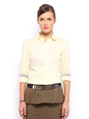 Mast &amp; Harbour Women Yellow Saira Slim Fit Formal Shirt