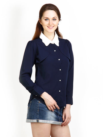 Maysa Women Navy Blue Shirt