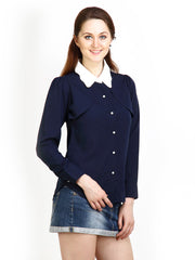 Maysa Women Navy Blue Shirt