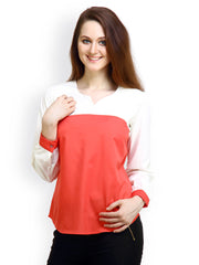 Maysa Women Peach &amp; White Top