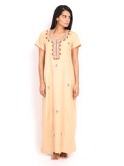 Maybell Beige Embroidered Nightdress N3391213