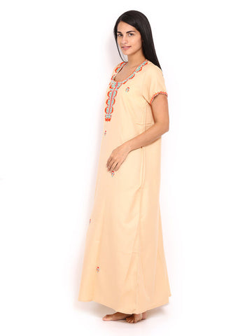 Maybell Beige Embroidered Nightdress N3391213