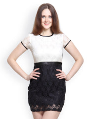 Maysa Black &amp; White Lace Bodycon Dress