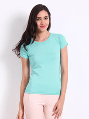 Meee Women Blue &amp; White Striped T-shirt