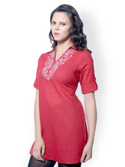 Meira Women Red Embroidered Kurta