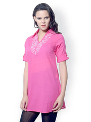 Meira Women Pink Embroidered Kurta