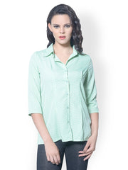 Meira Women Green Polka Dot Print Shirt