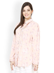 Meira Women Peach Coloured Printed Shirt