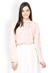 Meira Women Peach Coloured Printed Shirt
