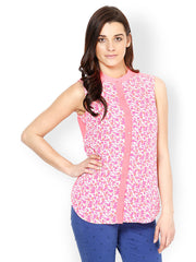 Meira Women Pink &amp; White Printed Top