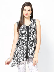 Meira Women Black and White Printed Top