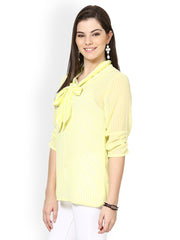 Meira Women Yellow and White Striped Top