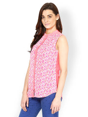 Meira Women Pink &amp; White Printed Top