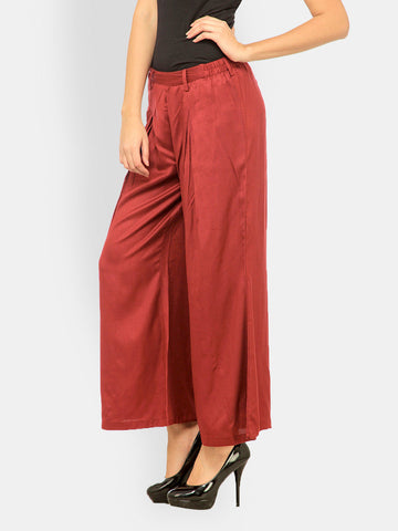 Meira Women Maroon Palazzo Trousers