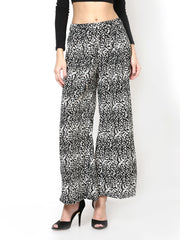 Meira Women Black &amp; White Printed Palazzo Pants
