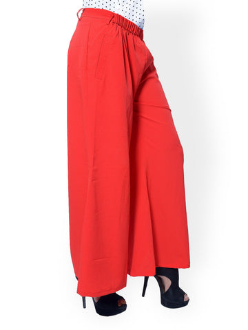 Meira Women Red Palazzo Trousers