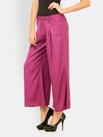 Meira Women Red Wine Coloured Palazzo Trousers