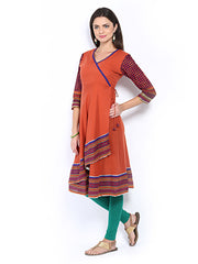 Melange by Lifestyle Women Rust Orange Printed Kurta