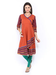 Melange by Lifestyle Women Rust Orange Printed Kurta