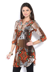 Melange by Lifestyle Women Brown Printed Kurta