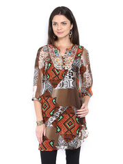 Melange by Lifestyle Women Brown Printed Kurta