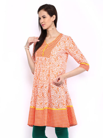 Melange by Lifestyle Women Orange Printed Kurta
