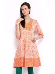 Melange by Lifestyle Women Orange Printed Kurta