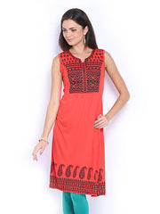 Melange by Lifestyle Rust Red Printed Kurta