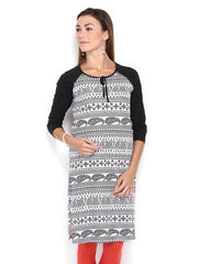 Melange by Lifestyle Women Black &amp; White Printed Kurta