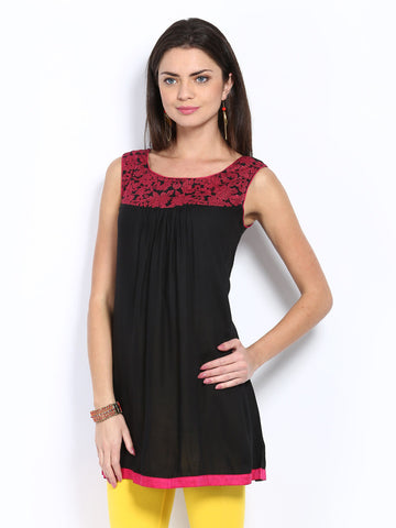 Melange by Lifestyle Women Black Kurta