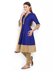Melange by Lifestyle Women Blue Churidar Kurta with Dupatta