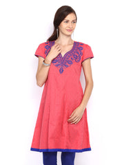 Melange by Lifestyle Women Coral Pink Anarkali Kurta