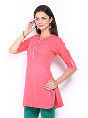 Melange by Lifestyle Women Neon Pink Kurti