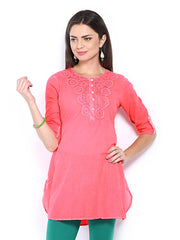Melange by Lifestyle Women Neon Pink Kurti
