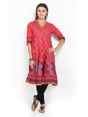 Melange by Lifestyle Women Coral Pink Printed Anarkali Kurta
