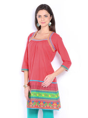 Melange by Lifestyle Women Coral Red Kurta