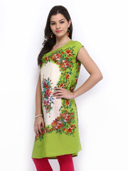 Melange by Lifestyle Women Green &amp; White Printed Kurta