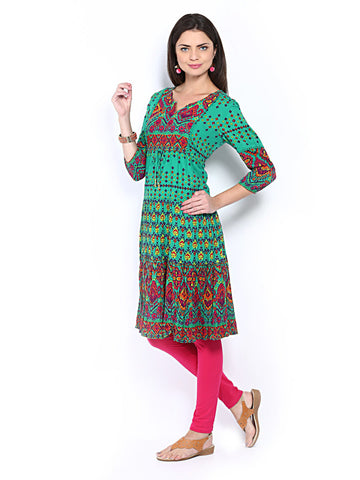 Melange by Lifestyle Women Green Printed Kurta