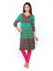 Melange by Lifestyle Women Green Printed Kurta