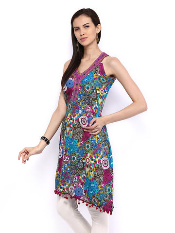 Melange by Lifestyle Women Purple &amp; Blue Printed Kurta