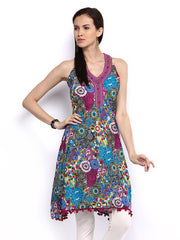 Melange by Lifestyle Women Purple &amp; Blue Printed Kurta